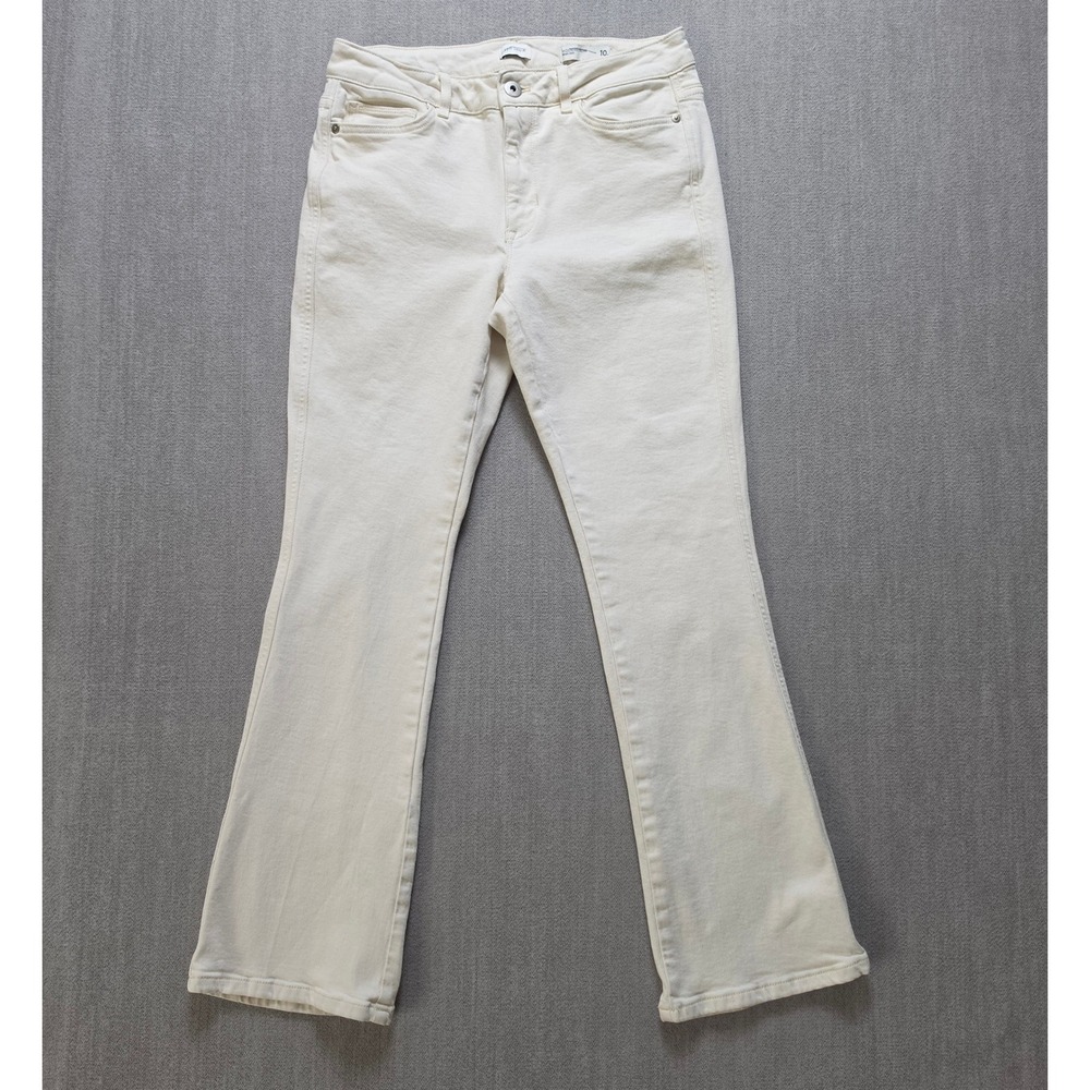 J. Jill Modern Slim Bootcut Jeans Women 10 Cream White Stretch Denim Pants